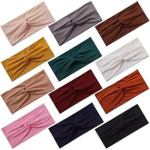 12 Pack Stretchy Headbands for Women – Twist Knotted Sports & Daily Hair Accessories