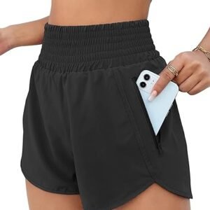 Women's High-Waist Athletic Running Shorts with Pocket Gym