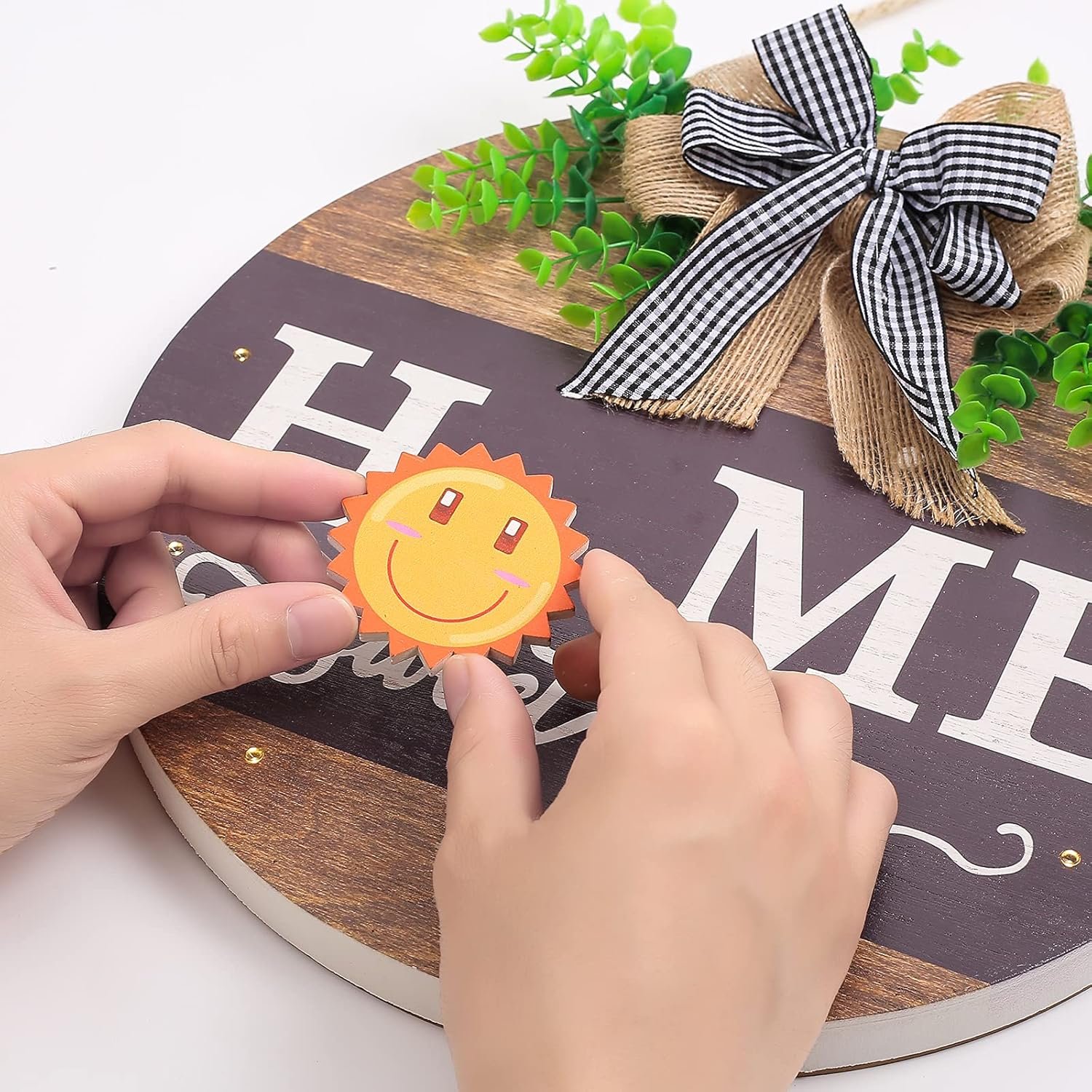 Interchangeable Welcome Sign Front Door Farmhouse Rustic Wooden LED Decor - Image 2