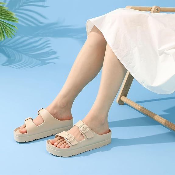 Womens Platform Sandals Arch Support Chunky Summer Slides - Image 3