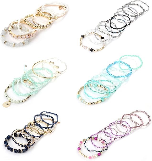6-Piece Boho Stackable Beaded Bracelets for Women - Image 4