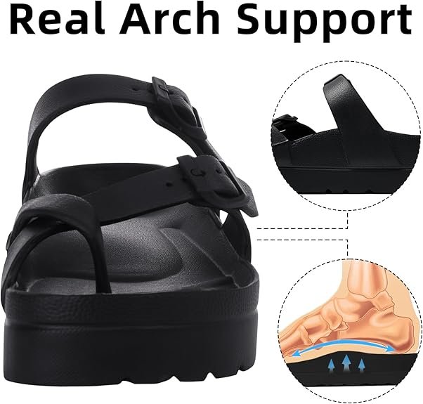 Women’s Platform Sandals Adjustable Buckle Arch Support Summer Slides - Image 4