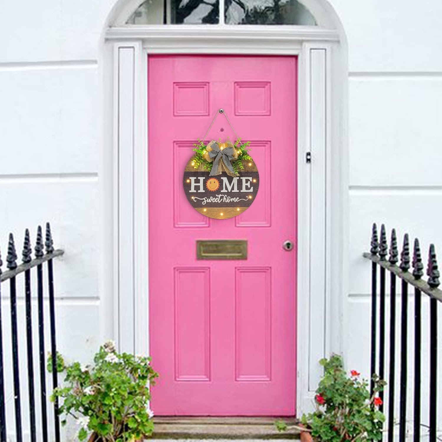 Interchangeable Welcome Sign Front Door Farmhouse Rustic Wooden LED Decor - Image 4