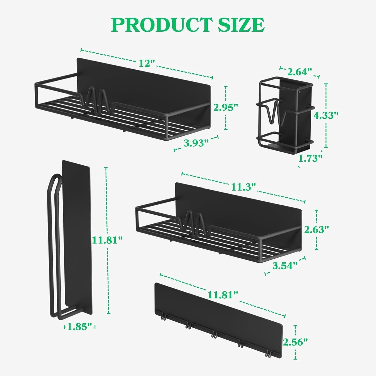 5-Pack Magnetic Spice Rack Set for Refrigerator with Paper Towel Holder Black - Image 4