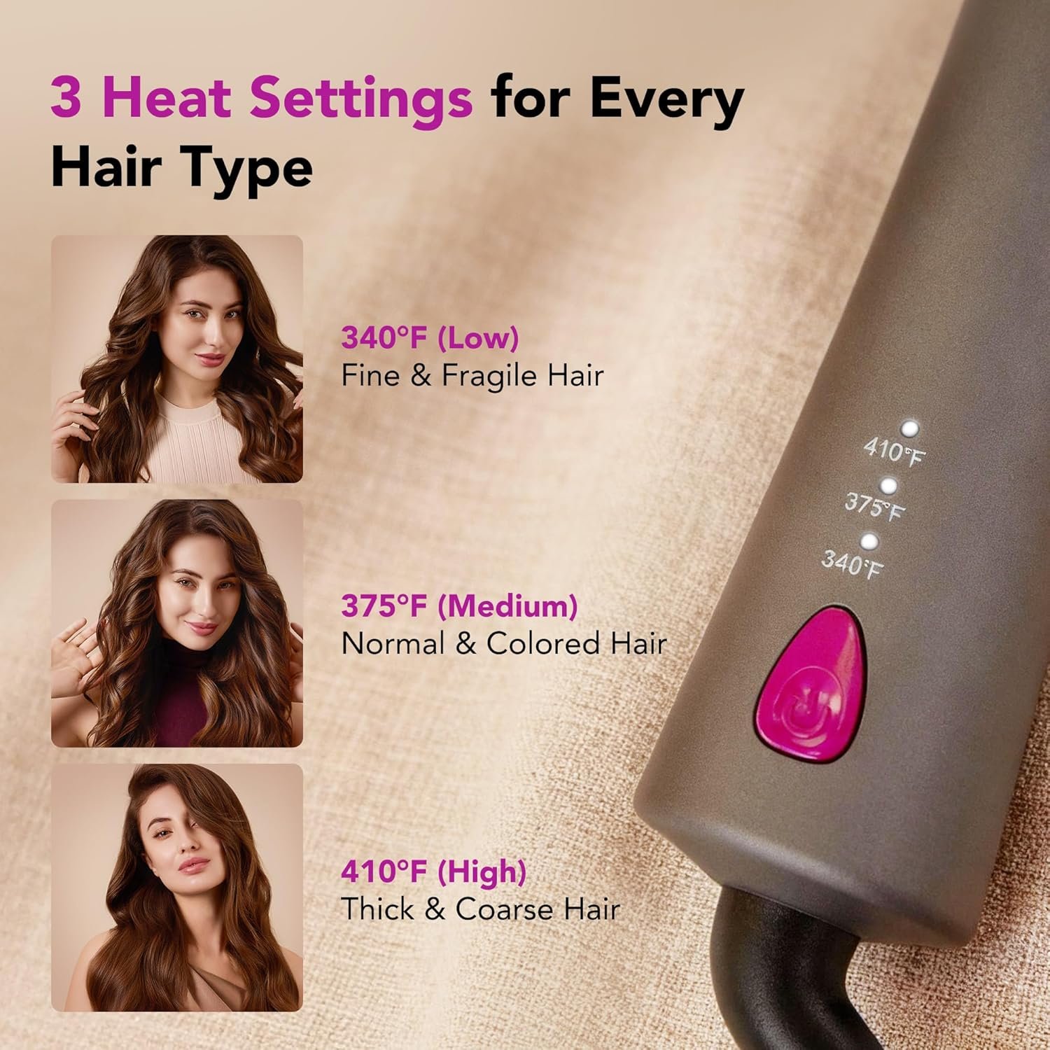 1-Inch Automatic Rotating Ceramic Curling Iron with Fast Heating for Effortless Waves - Image 3
