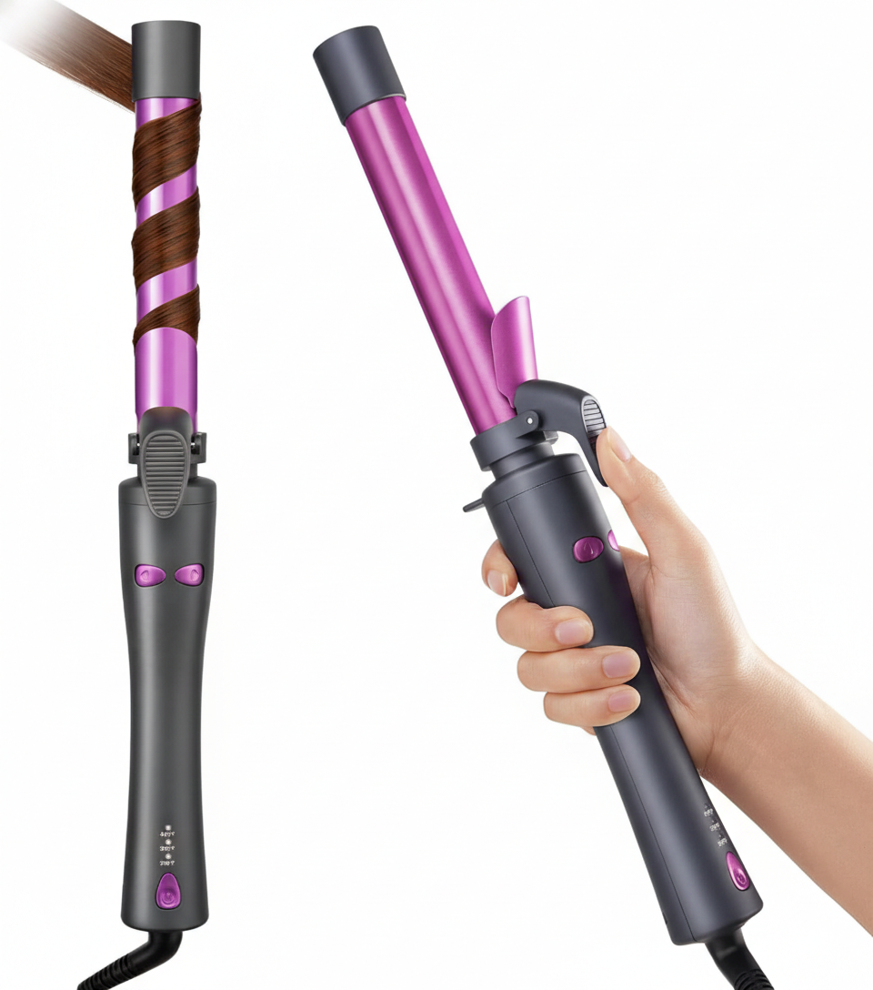 1-Inch Automatic Rotating Ceramic Curling Iron with Fast Heating for Effortless Waves