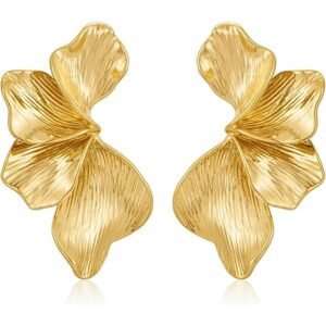 Chunky Gold Floral Boho Statement Earrings Women