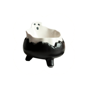 Spooky Elevated Ceramic Cat Feeding Bowl Design