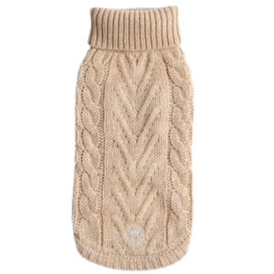 Oatmeal Cable Knit Warm Dog Sweater