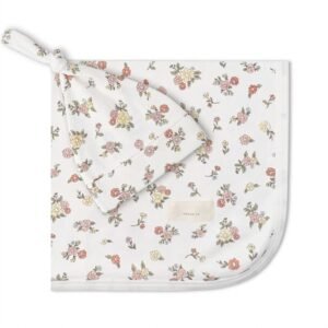 Organic Meadow Swaddle Blanket and Hat Set